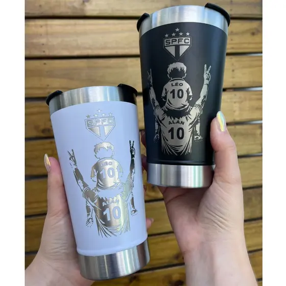 Copo Térmico Personalizado imagem Pai e Filho Torcedores de Times 473ML