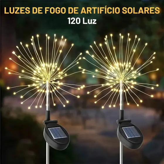 2 ou 6 pcs Luz Solar LED De Fogos De Artifício , Luzes De Fadas Reguláveis 120LED , Lâmpada De Gramado À Prova D'á