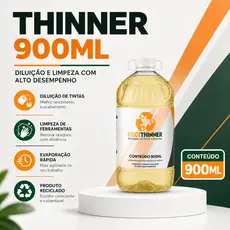 Thinner Recuperado 900ml Solvente Para Limpeza de Ferramentas Peças e Superfícies Pronto Uso