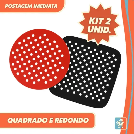 Kit 2 Tapetes de Silicone Airfryer Universal Antiaderente Reutilizável Cozinha Prática
