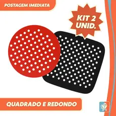 Kit 2 Tapetes de Silicone Airfryer Universal Antiaderente Reutilizável Cozinha Prática