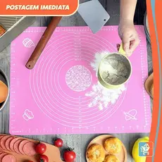 Tapete de Silicone Antiaderente 40x50 p/ Massa Confeitaria Forno Micro-ondas Lava-Louças Lavável