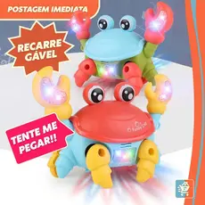Brinquedo Caranguejo Fujão Com Som Luz e Movimento Infantil Estimulante Bebê Crianças
