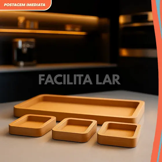 Conjunto de Petisqueiras em MDF 4 Peças | Design Elegante e Versátil para Servir com Estilo