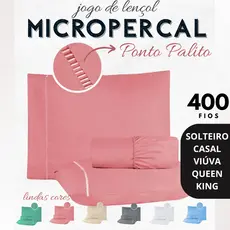 Jogo de Lençol MICROPERCAL 400 Fios - Ponto Palito | Solteiro/Casal/Viúva/Queen/King