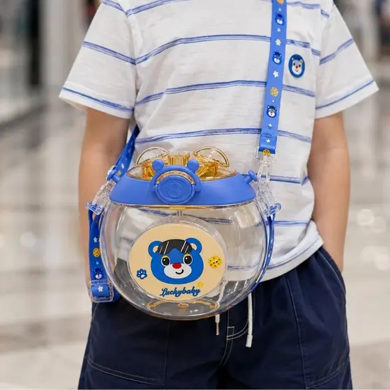 Garrafa de Água Infantil  500ML C Canudo e Alça  Portatil Garrafa Infantil Bebe com Tampa e Canudo e Alça Fofinho
