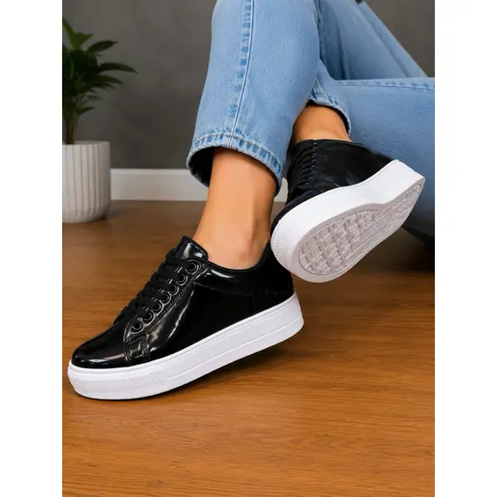 Tênis Preto Feminino Plataforma Dia a Dia Confortável