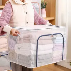 100L Organizador Multiuso Caixa Organizadora De Guarda Roupa Flexivel Com Ziper  Grande Capacidade