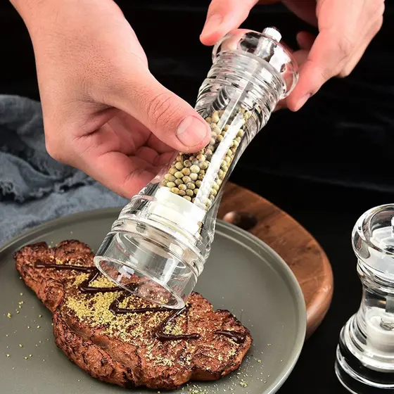 Moedor De Sal E Pimenta Grande Em Acrílico Para Churrasco
