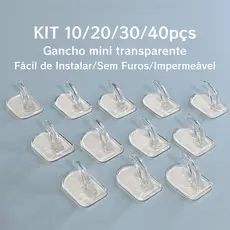 Kit 10pçs Mini Gancho Adesivo Transparente Forte Plástico Multiuso Para Cozinha Banheiro