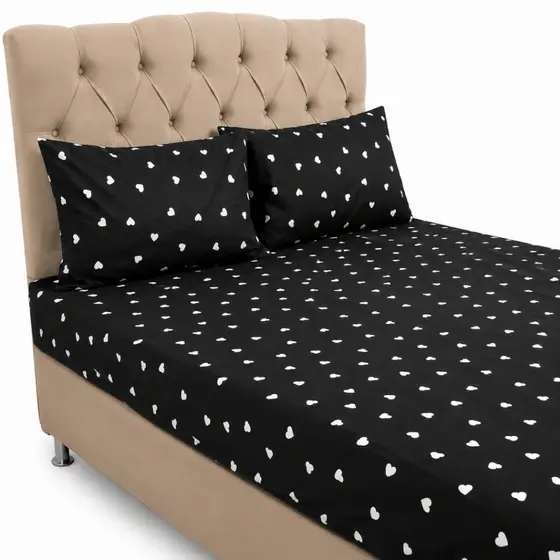Jogo Lençol Queen Size 3 Peças Estampado 150 fios C/ Elástico e Fronha c/ zíper Cama Box