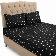 Jogo Lençol Queen Size 3 Peças Estampado 150 fios C/ Elástico e Fronha c/ zíper Cama Box