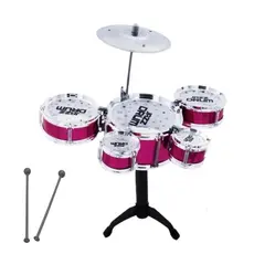 Mini Bateria Infantil Vermelha 5 Tambores Importway