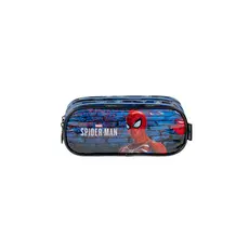 Estojo Escolar Masculino Homem Aranha 3 Compartimentos Azul Escuro