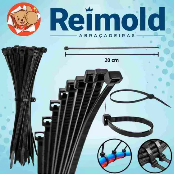 Abraçadeira Nylon 100 Peças 20 cm Presilha Enforca Gato Alta Resistência Durabilidade Organização