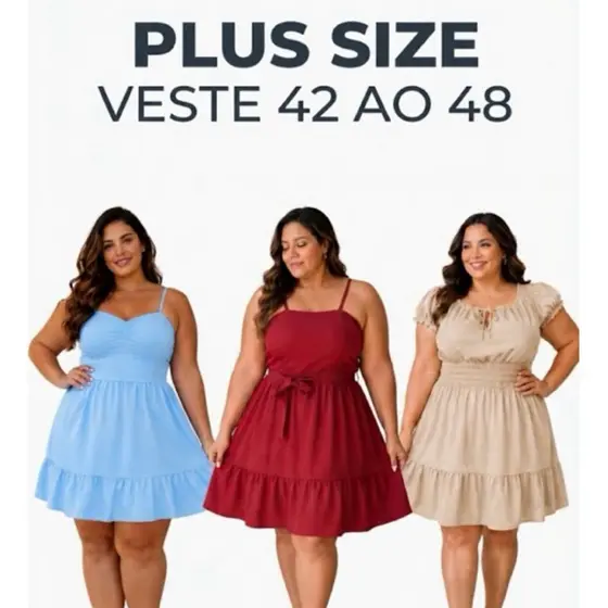 Vestido Plus Size Soltinho Midi Feminino Confortável Casual