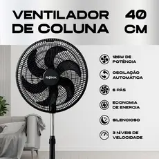 Ventilador 40Cm De Coluna Turbo 126W Preto