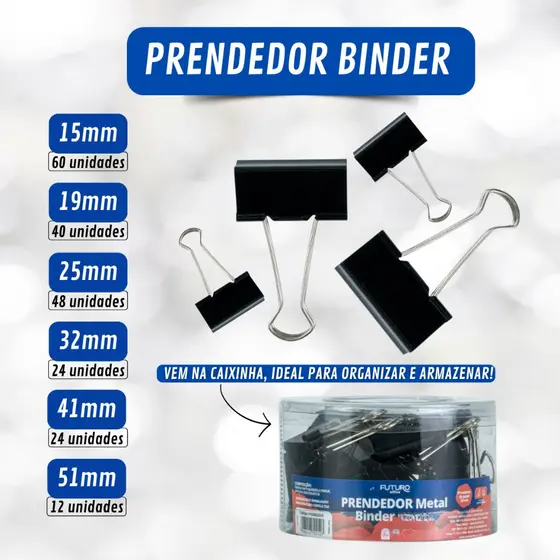 Prendedor De Papel Binder Metal Clips Borboleta 15/19/25/32/41/51mm Preto