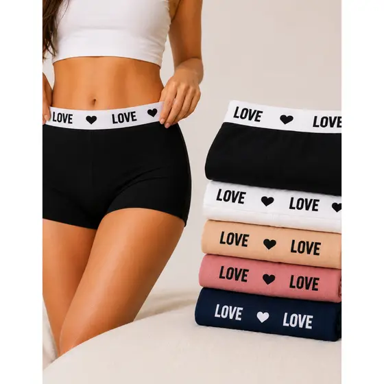 Kit Calcinhas Boxer Feminina Algodão Cós Alto Largo Conforto para o Dia a Dia
