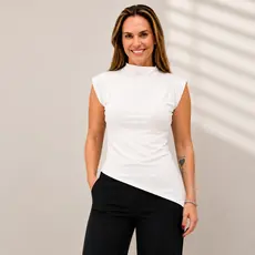 Blusa Feminina Assimétrica Ribana Canelada  Básica e Moderna Conforto e Estilo Verão 2026