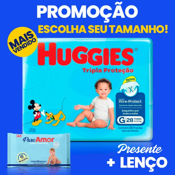 Kit Chá de Bebê 2 Pacotes Fralda Turma da Mônica + Lenço Umedecido Higiene e Cuidados do Bebê