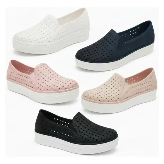 Tênis Sapatilha Feminina Sola Alta Super Confortável Slip On Plataforma