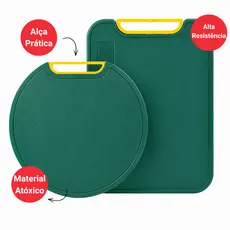 Tábua de Corte Cozinha Plástico PP Antiderrapante com Alça para Carnes e Legumes