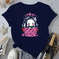 Camiseta Feminina Blusa 100%Algodão Nezuko Fofa Anime Demon Slayer 26