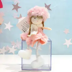 Enfeite Sortido Menina com Cachecol Rosa, Branco e Bege 14cm - 1 unidade