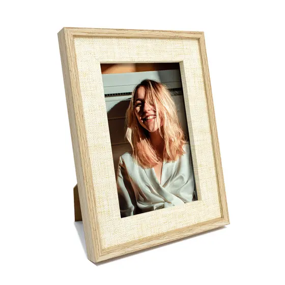 Porta Retrato 10x15 Moldura Dupla Com Paspatur Em Linho
