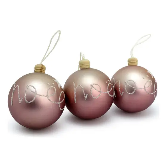 Kit 6 Bolas Para Árvore de Natal Rosa Matte Prata Noel 8cm - Enfeites Decorativos Natalinos