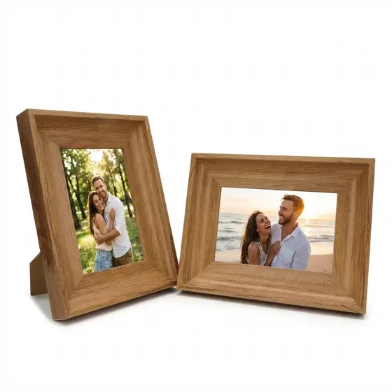 Kit 2 Porta Retratos 10X15 em MDF -  Moldura Estilo Madeira