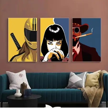 Quadros decorativos Filme clássico Pulp Fiction (3 peças)