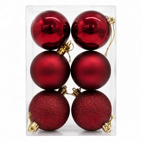 Kit Bolas Natal Arvore Mix Decoração Fosca Metalizada Glitter Plástico Resistente Diversas Cores