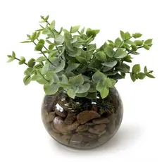 Arranjo Verdinho Vidro Decoração Artificial Mesa Charmosa Elegante Moderno Compacto Escritorio Casa