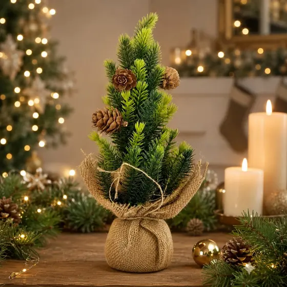 Mini Árvore de Natal Decorativa 35cm Enfeite Pinheiro Natalino para Mesa Decoração de Natal Casa Escritório e Presente