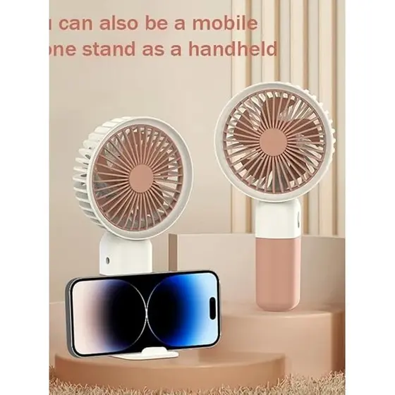 Mini Ventilador Portátil Silencioso Recarregável  Mão/Mesa com Suporte de Celular.