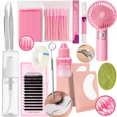 Kit Completo Treino Extensão Cílios Profissional Cola Removedor Pinças Pump