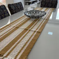 Caminho De Mesa Trilho Algodão Artesanal