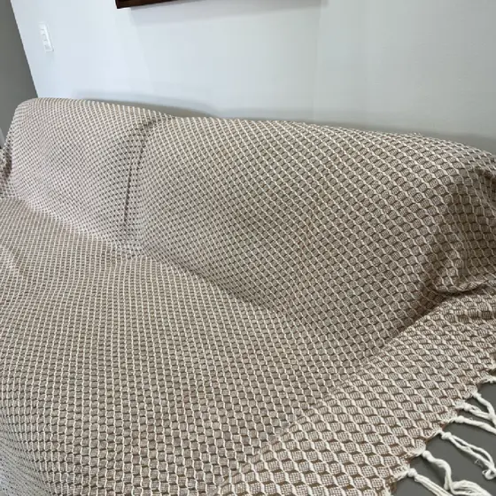 Manta Para Sofá Luxo 2,55x2,25 Gigante Colmeia Decorativa Protetora Casal