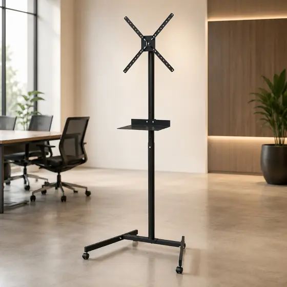 Pedestal Para TV 10 A 60 Polegadas Aço Preto Inclinável Resistente Até 25KG Suporte Notebook SBRR11