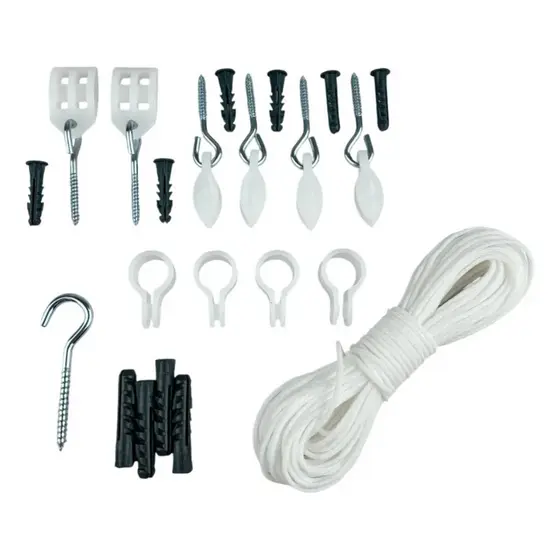 Kit Corda de Varal 13 Metros Acessórios Ganchos Buchas Carretilhas KAVT Brasforma