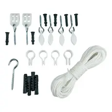 Kit Corda de Varal 13 Metros Acessórios Ganchos Buchas Carretilhas KAVT Brasforma