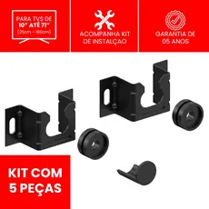 Suporte Da Televisão Parede Preto De 10 a 71 Polegadas Universal  Kit 5 Peças CS0060U-KIT05