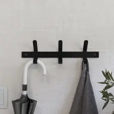 Cabide De Roupa Arara Cabideiro De Parede Fixo Preto De Aço Para Roupas Resistente Com 3 Ganchos