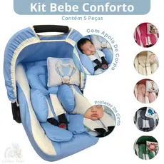 Kit 6 Peças - Capa de Bebê Conforto, Capota, Protetores de Cinto e Redutor e Almofada Estampada