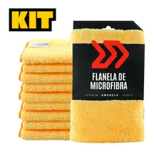 Kit Flanela Amarela Microfibra Autoamerica Premium 60x40