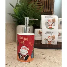 Enfeite de Natal Kit Banheiro Lavabo 2 Peças Porta Sabonete Escova Decorativo em Cerâmica