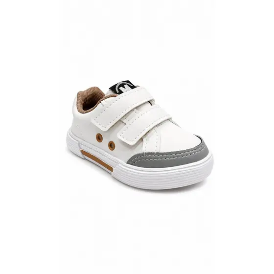 Molekinho Tênis Infantil Branco Cinza Ajuste Velcro