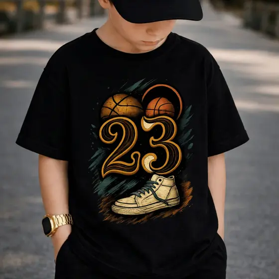 Camiseta Infantil e Juvenil Estampada 23 Basquete 100% Algodão Premium Criança Personalizada Unissex Blusa Camisa